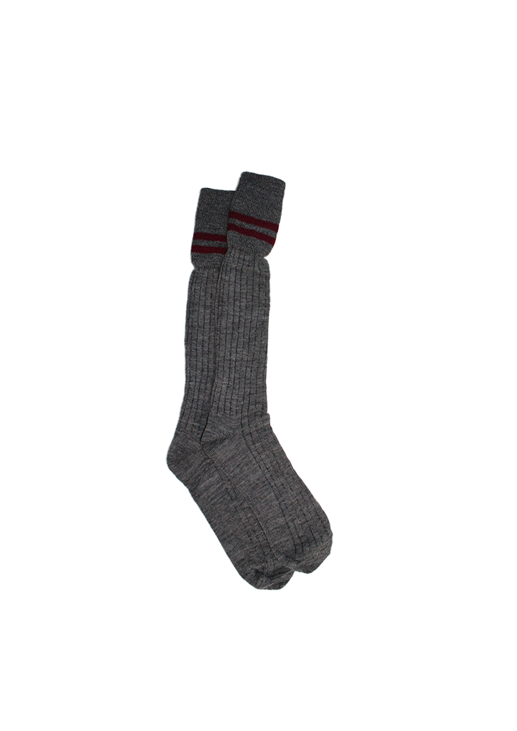 Tamatea Intermediate 2 Pack Socks Grey/Burgundy