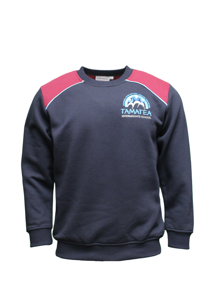 Tamatea Intermediate Sweatshirt Navy/Maroon/Sky